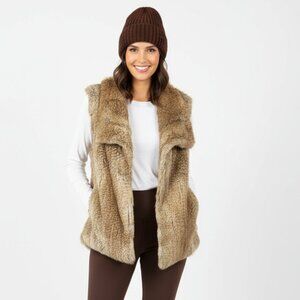 100% Rabbit Fur Sleeveless Open Front Vest By Calypso XS